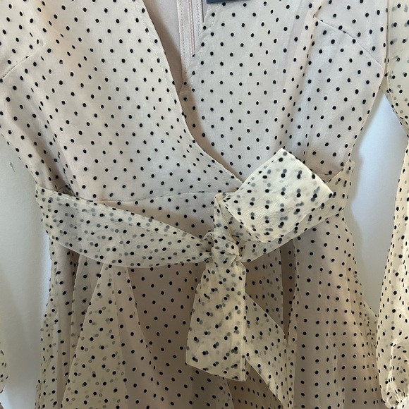I Saw It First Beige Polka Dot Wrap Dress - Picture 6 of 7